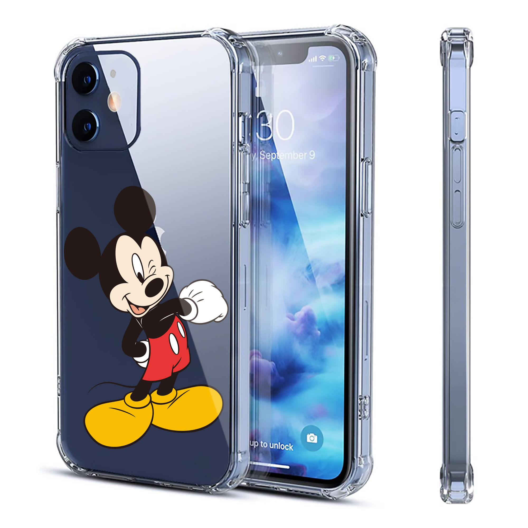 （画像用） ミッキーマウス Mickey Mouse 【iPhone 12シリーズ対応】透明スマホケース（クリアソフトケース）